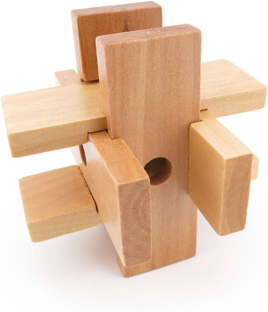Set of 10 3D Wooden Chinese Puzzles 4.5x4.5x4.5cm