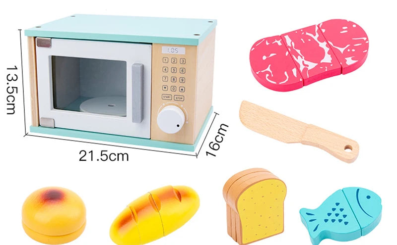 Jouet Four Micro Ondes en Bois et Accessoires Dinette Montessori