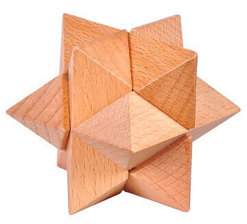 Set of 10 3D Wooden Chinese Puzzles 4.5x4.5x4.5cm