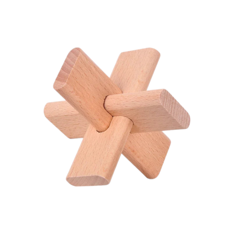 Set of 10 3D Wooden Chinese Puzzles 4.5x4.5x4.5cm