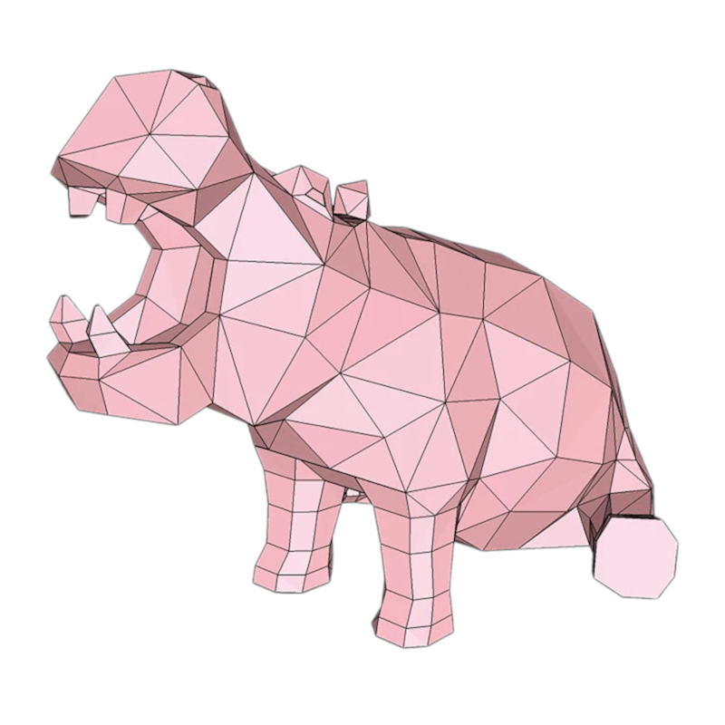 60 cm Origami Hippopotamus 3D Paper Sculpture to Assemble DIY