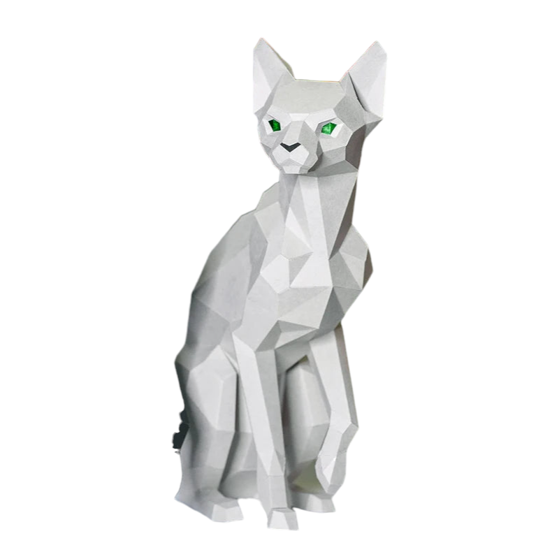 Escultura de papel 3D de gatos siameses de origami de 43 cm para armar.