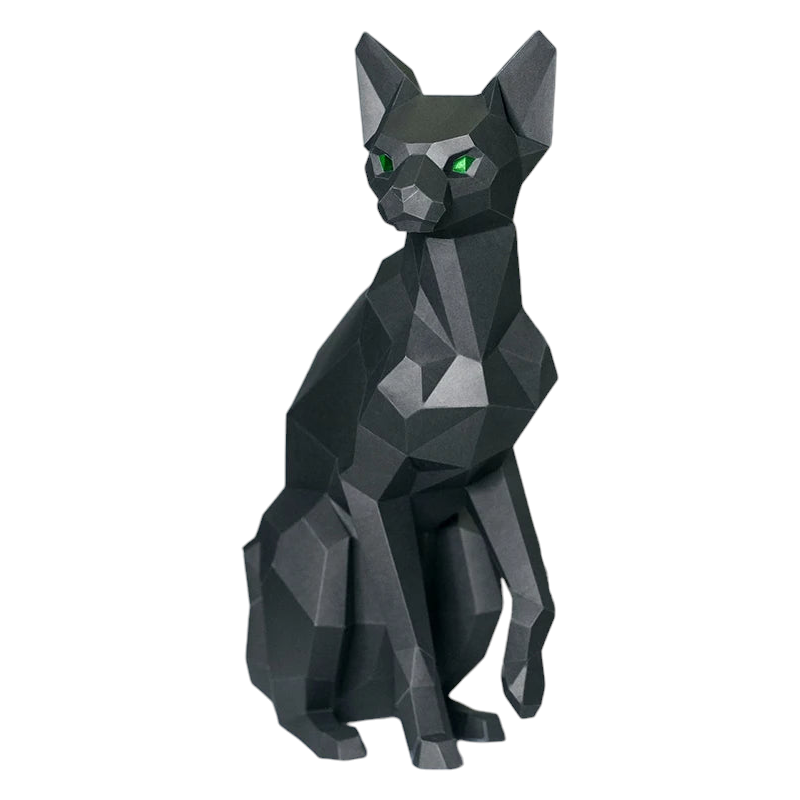 Escultura de papel 3D de gatos siameses de origami de 43 cm para armar.