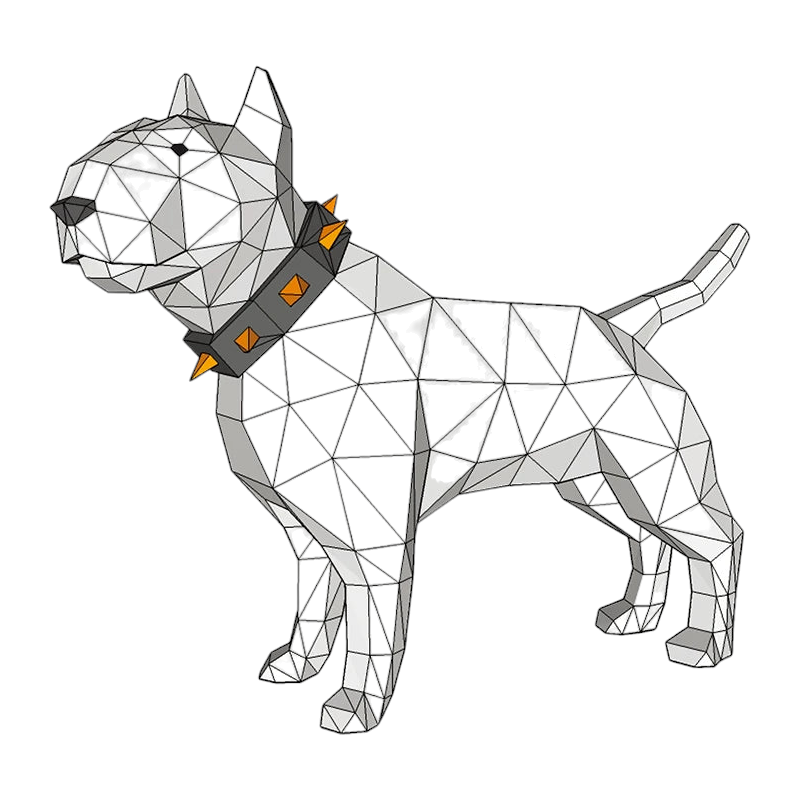 60cm Origami Bull Terrier Dog 3D Paper Sculpture to Assemble DIY