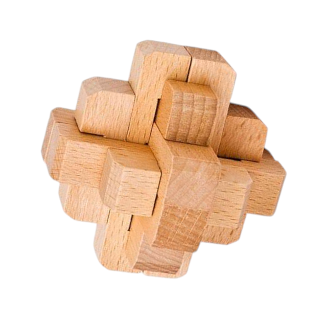 Set of 10 3D Wooden Chinese Puzzles 4.5x4.5x4.5cm