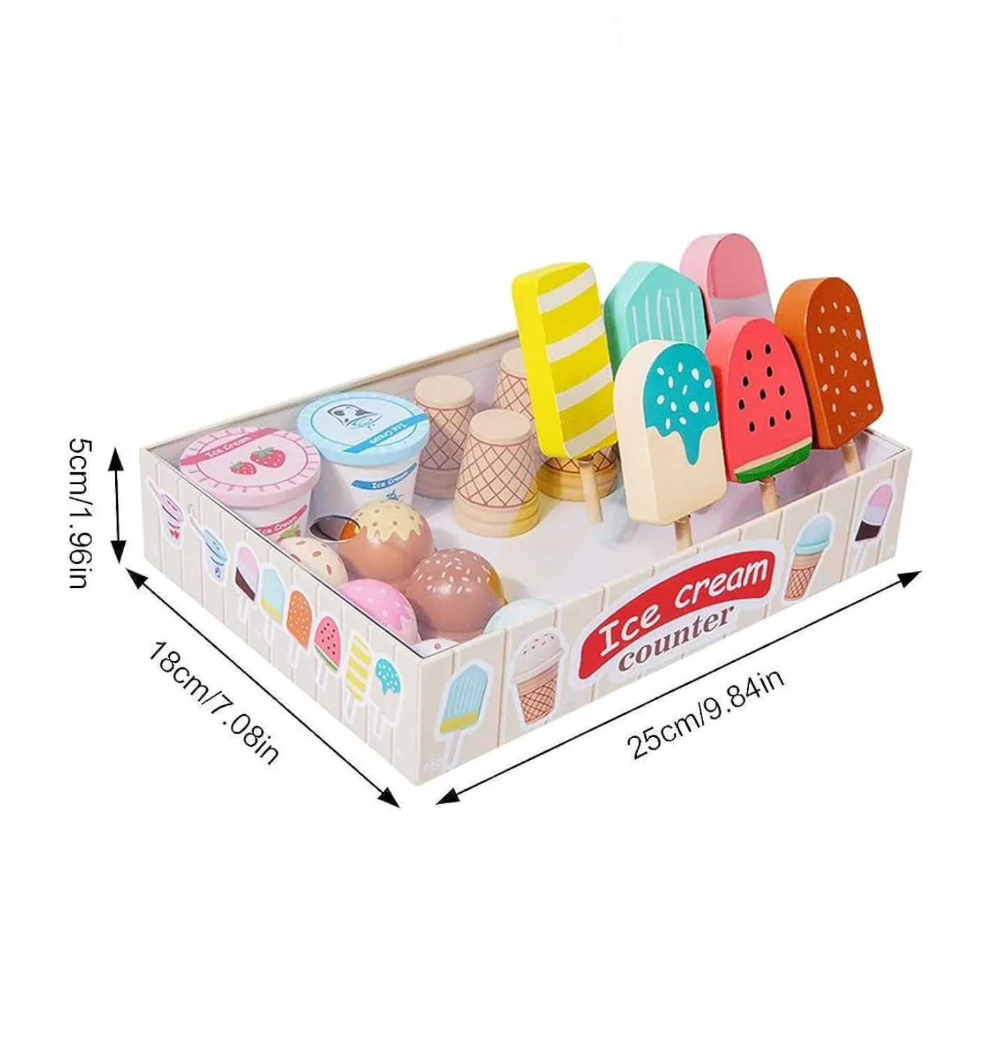 Jouet Stand de Glaces et Accessoires en Bois Dinette Montessori