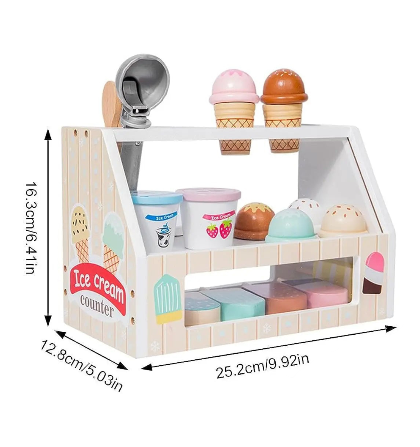 Jouet Stand de Glaces et Accessoires en Bois Montessori