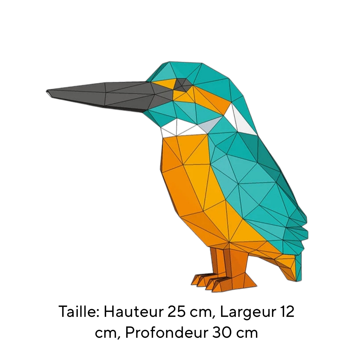 Origami Sculpture 25 cm Kingfisher Birds in 3D Paper to Assemble DIY