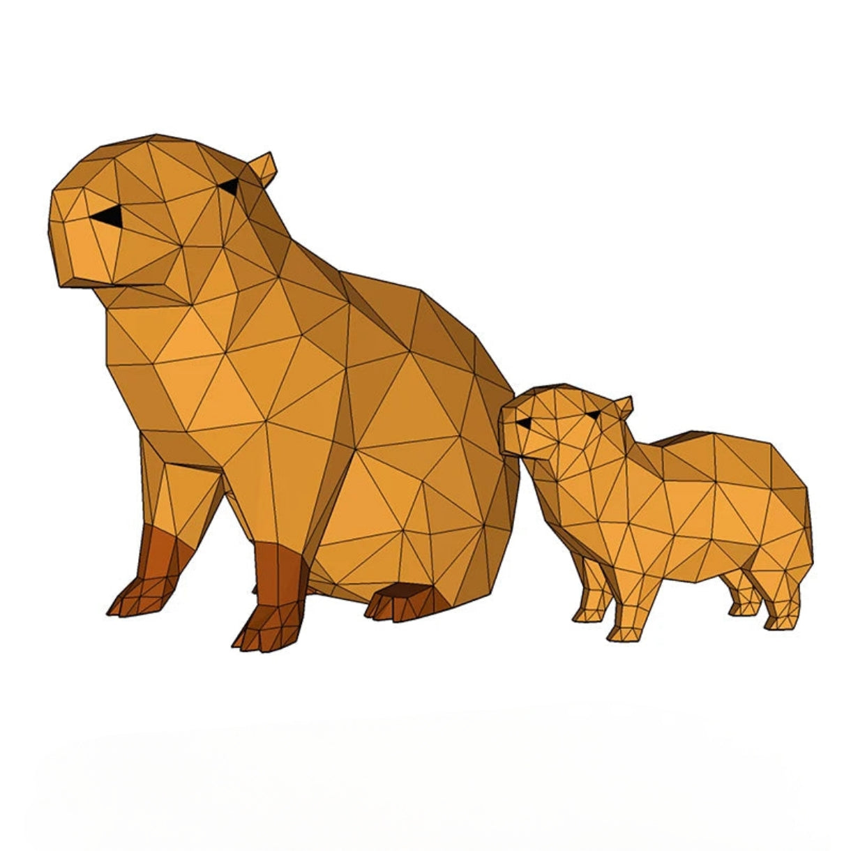 26/41 cm Origami Capybaras 3D Paper Sculpture to Assemble DIY