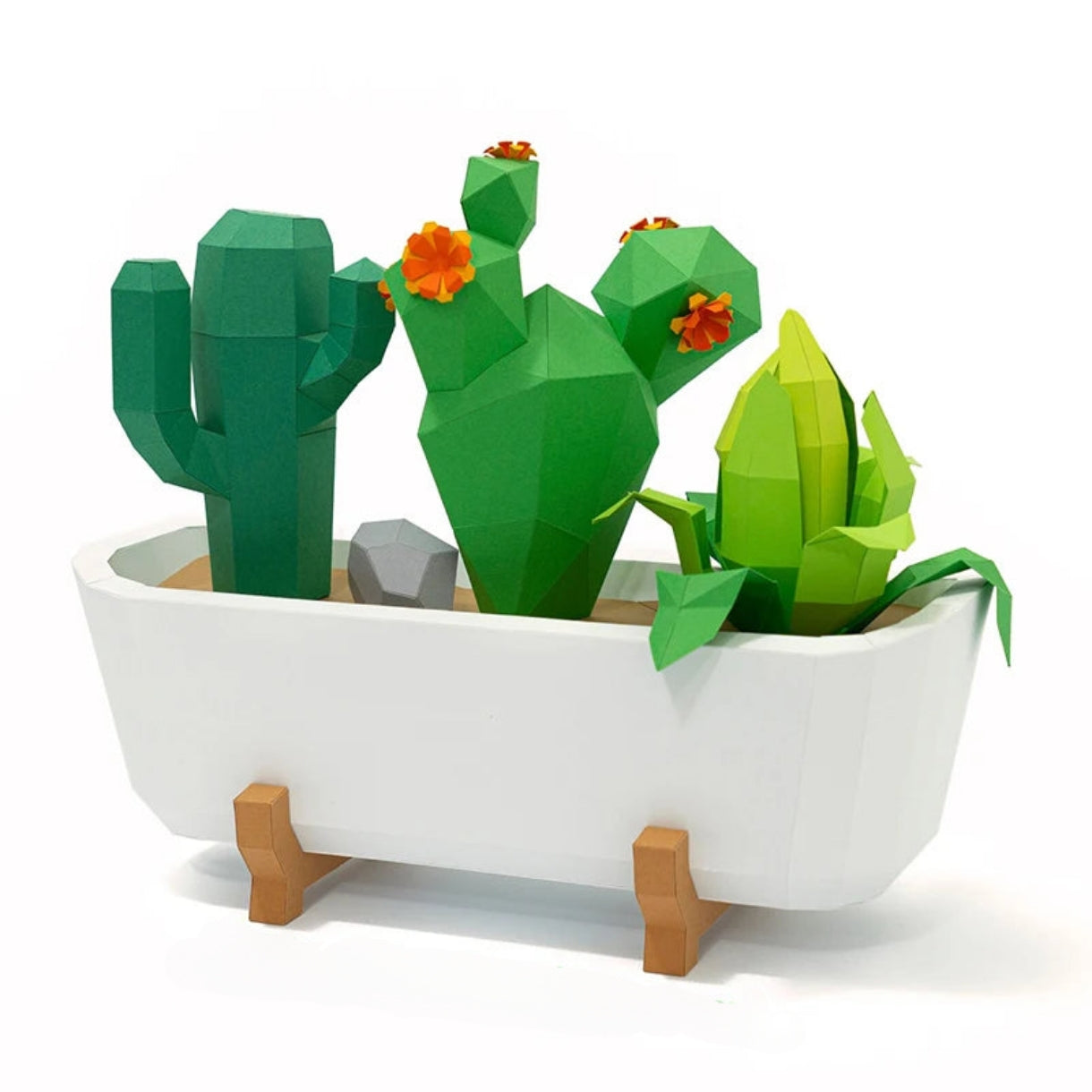 25cm Origami Cactus 3D Paper Sculpture to Assemble DIY
