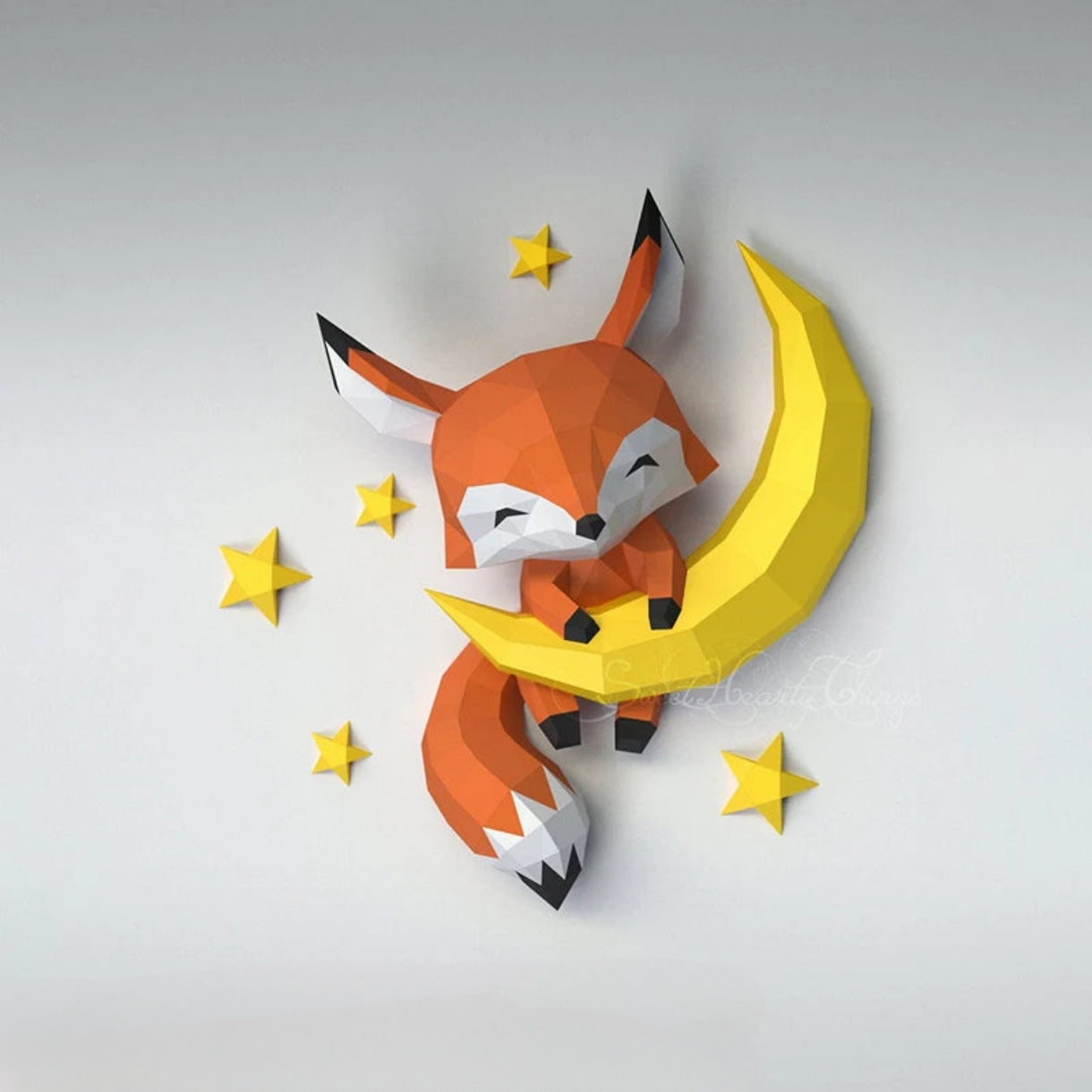 66cm Origami Wall Sculpture 3D Paper Moon Fox to Assemble DIY