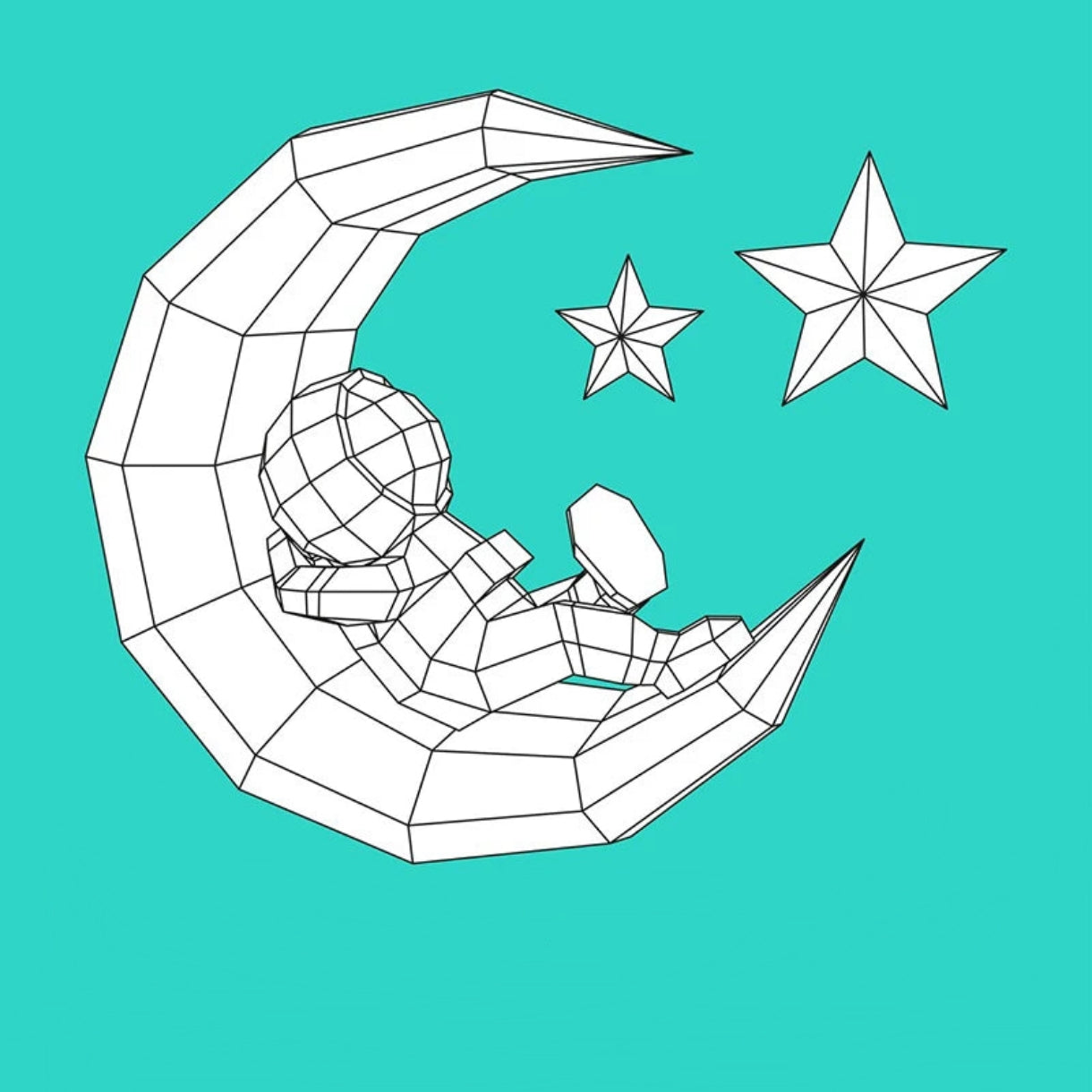 51cm Origami Wall Sculpture Moon Astronaut 3D Paper DIY Assembly