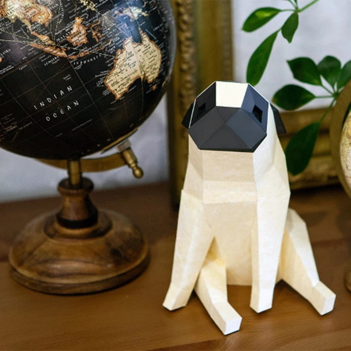 20 cm Origami Pug Dog 3D Paper Sculpture to Assemble DIY