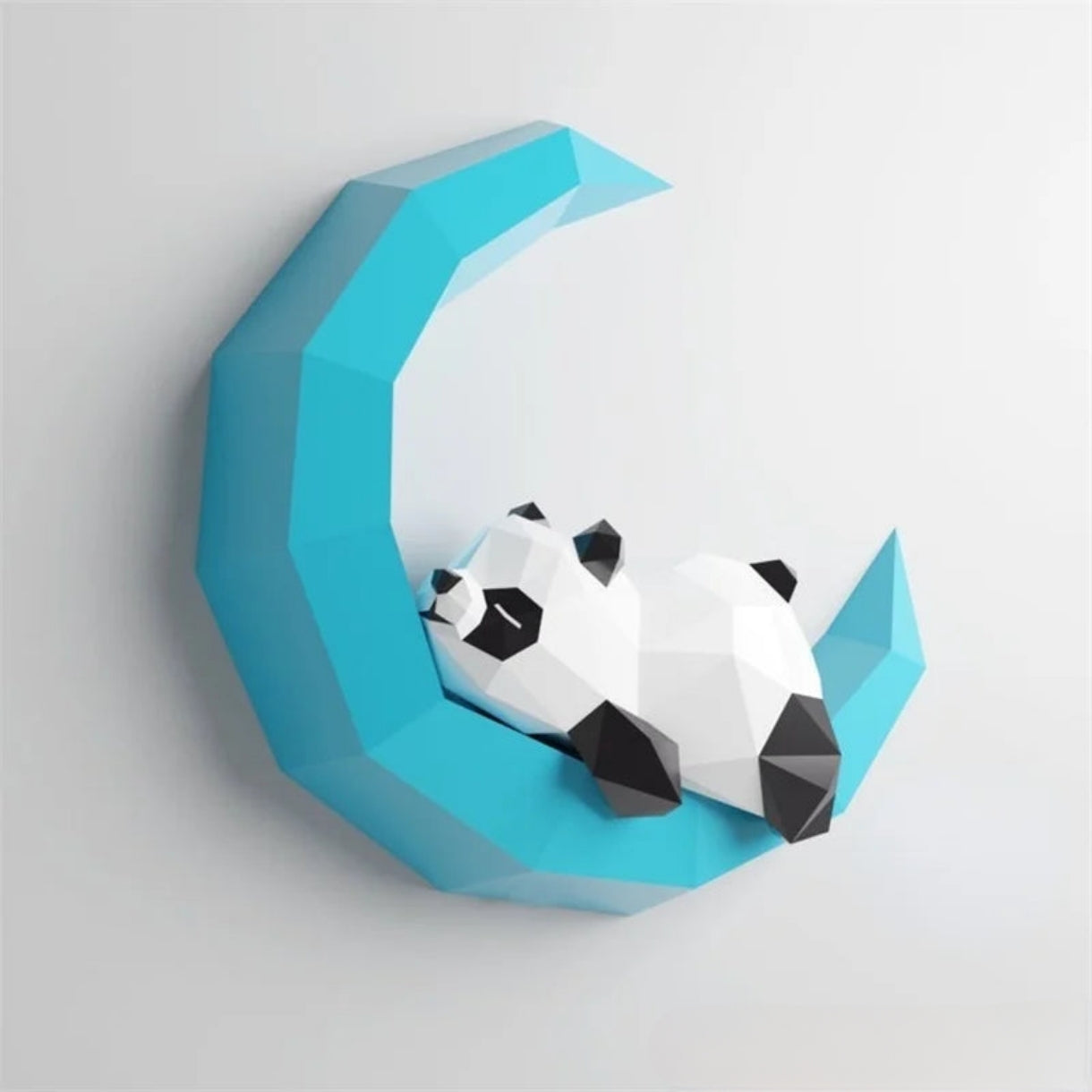 36cm Origami Panda Moon 3D Paper Wall Sculpture to Assemble DIY
