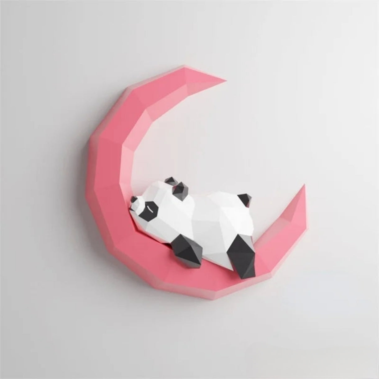 36cm Origami Panda Moon 3D Paper Wall Sculpture to Assemble DIY
