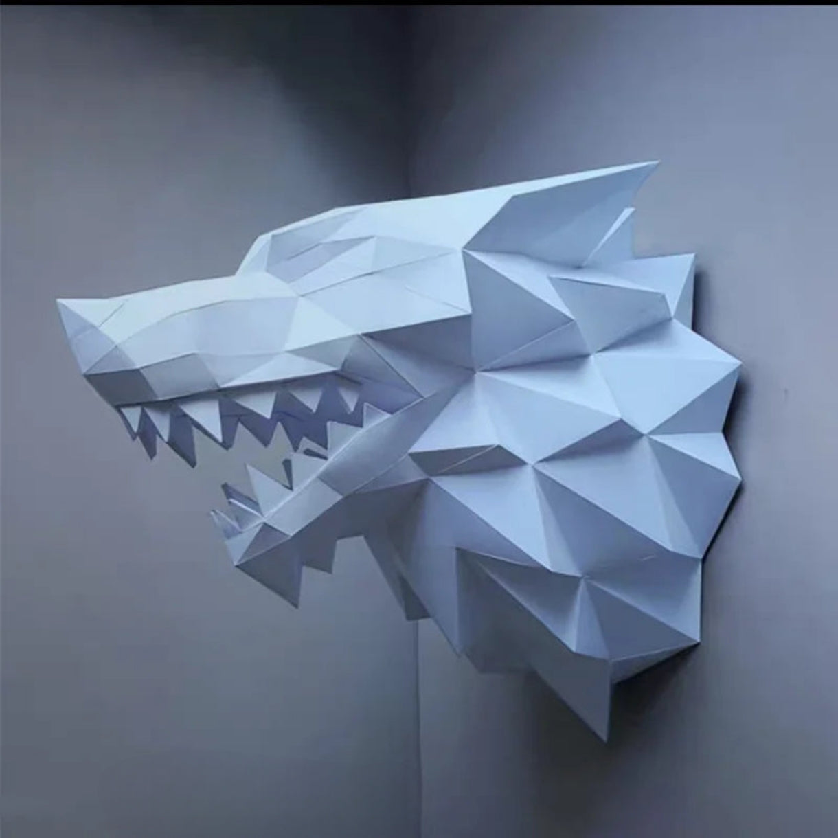 36cm Origami Wall Sculpture 3D Paper Wolf to Assemble DIY