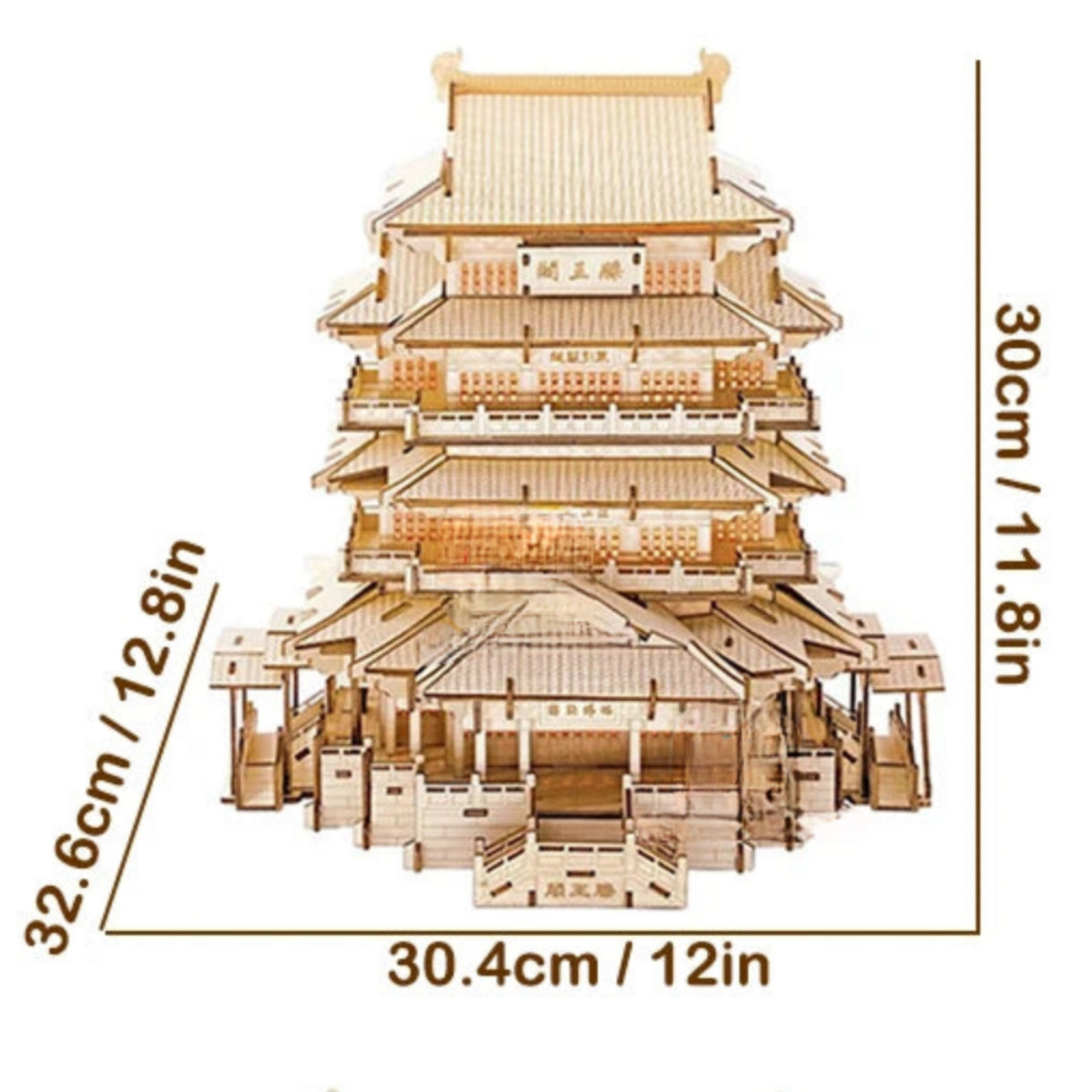 Rompecabezas de madera 3D de un palacio tradicional chino con iluminación