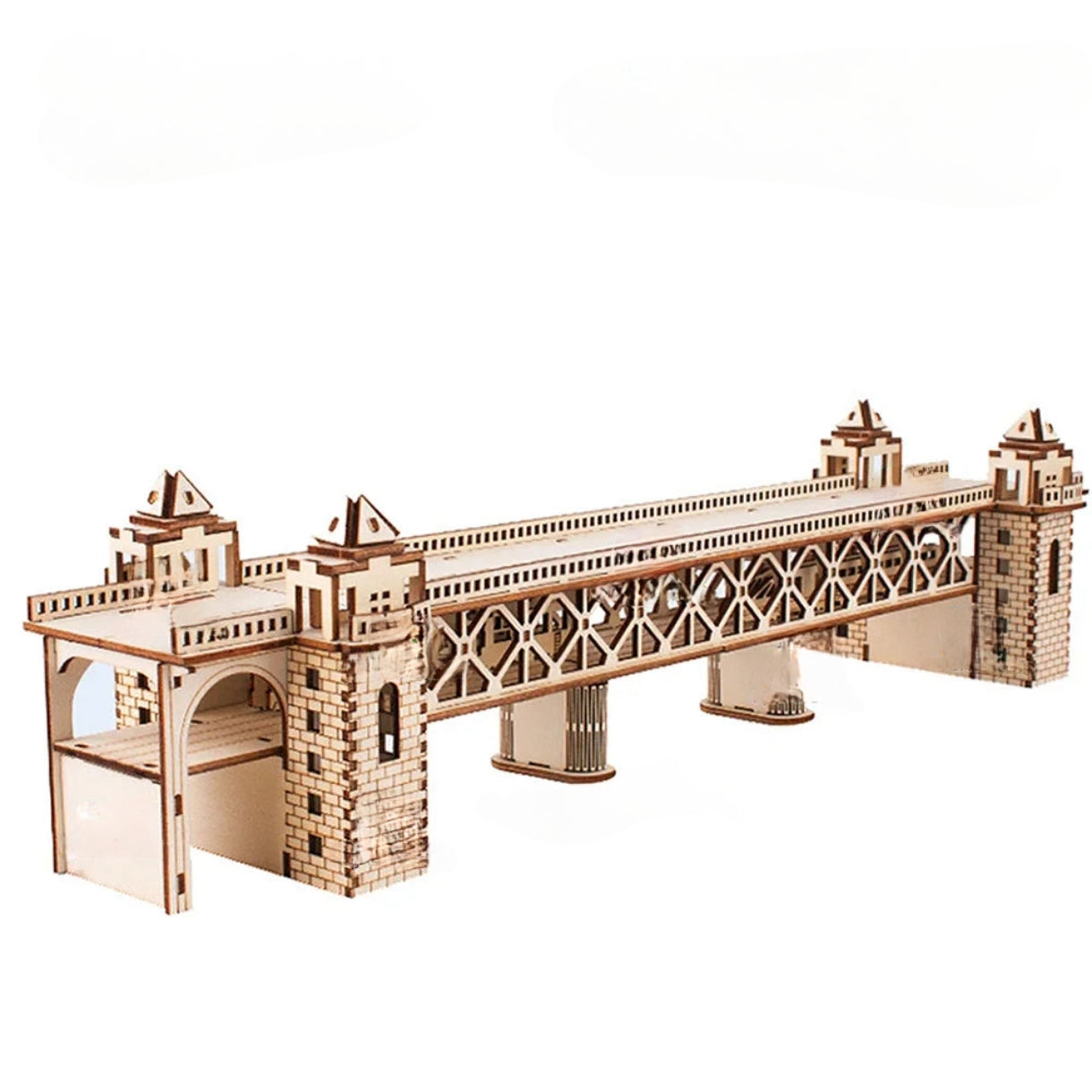 Tren, locomotora o puente de madera en 3D
