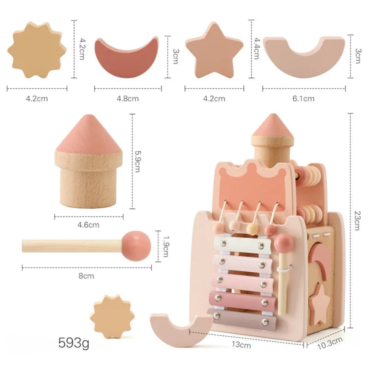 5 in 1 Montessori Wooden and Silicone Educational Toy