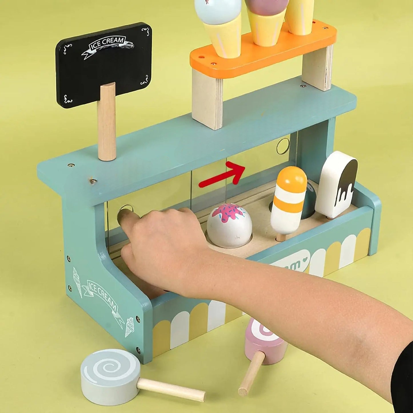 Jouet Stand de Glaces et Accessoires en Bois Montessori
