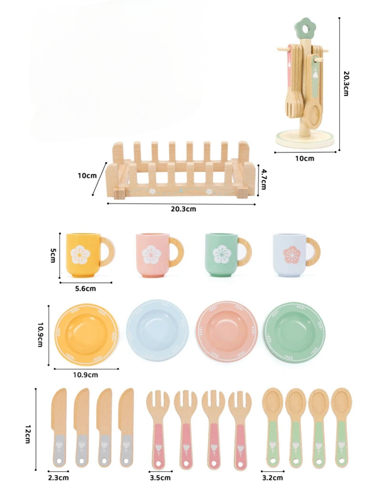 Jouet Ensemble de Vaisselle en Bois Dinette Montessori