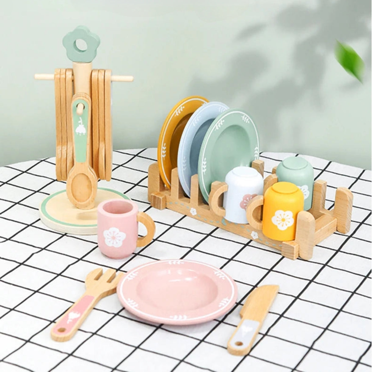 Jouet Ensemble de Vaisselle en Bois Dinette Montessori