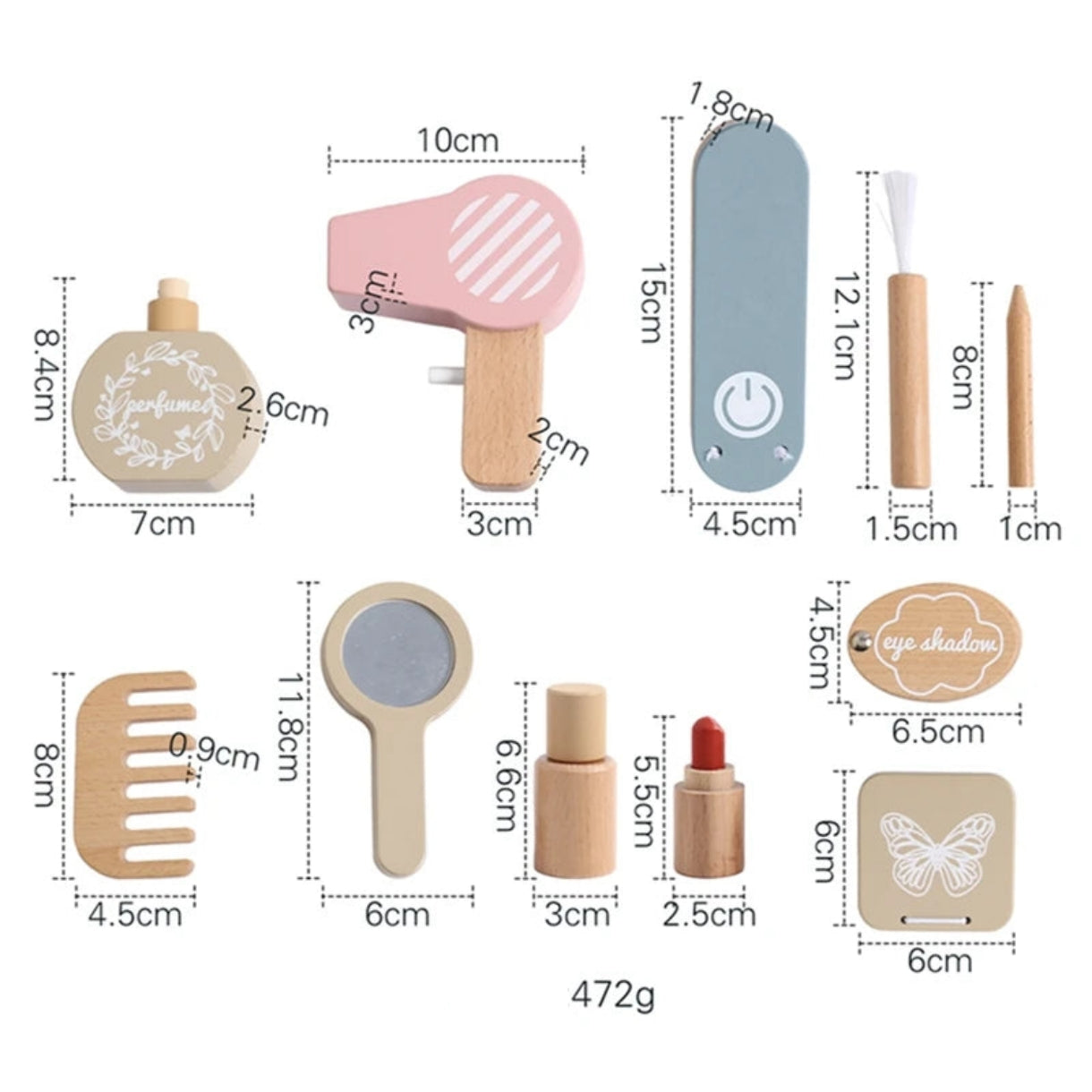 Wooden Makeup Kit Toys Hairdressing 12