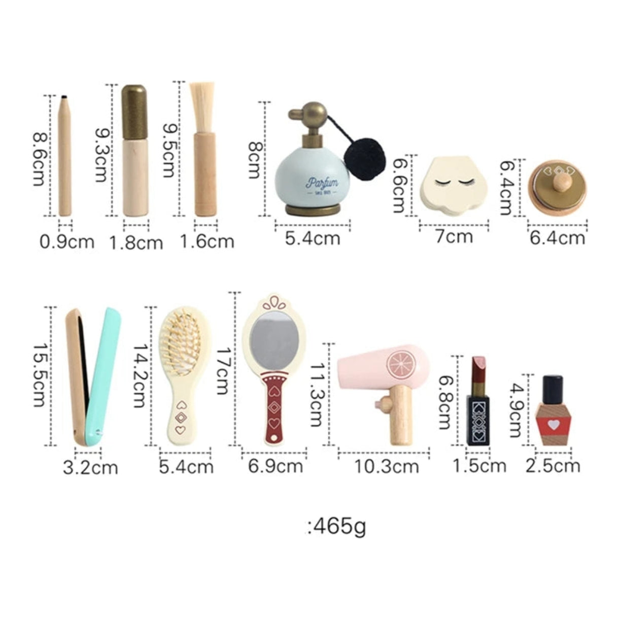 Wooden Makeup Kit Toys Hairdressing 12