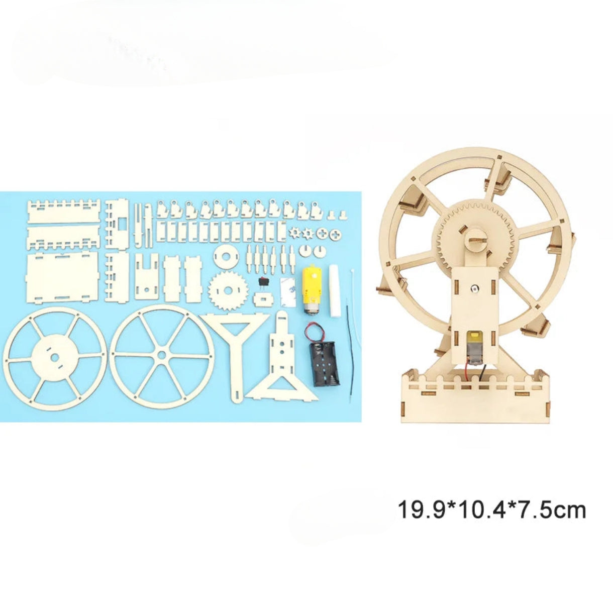 Noria eléctrica y mecánica de madera 3D