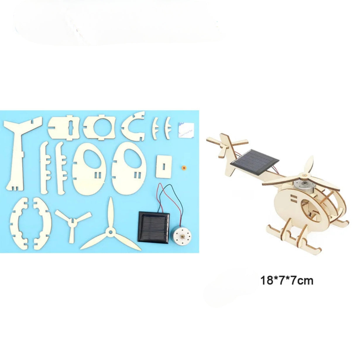 Helicóptero solar de madera 3D