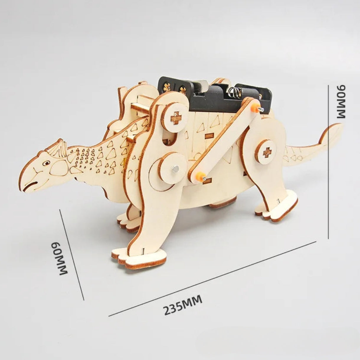 Robot eléctrico autómata de dinosaurio de madera 3D