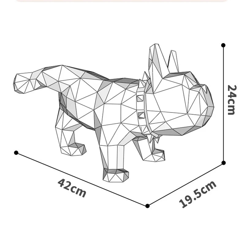 42 cm Origami Sculpture French Bulldog Dog in 3D Paper to Assemble DIY