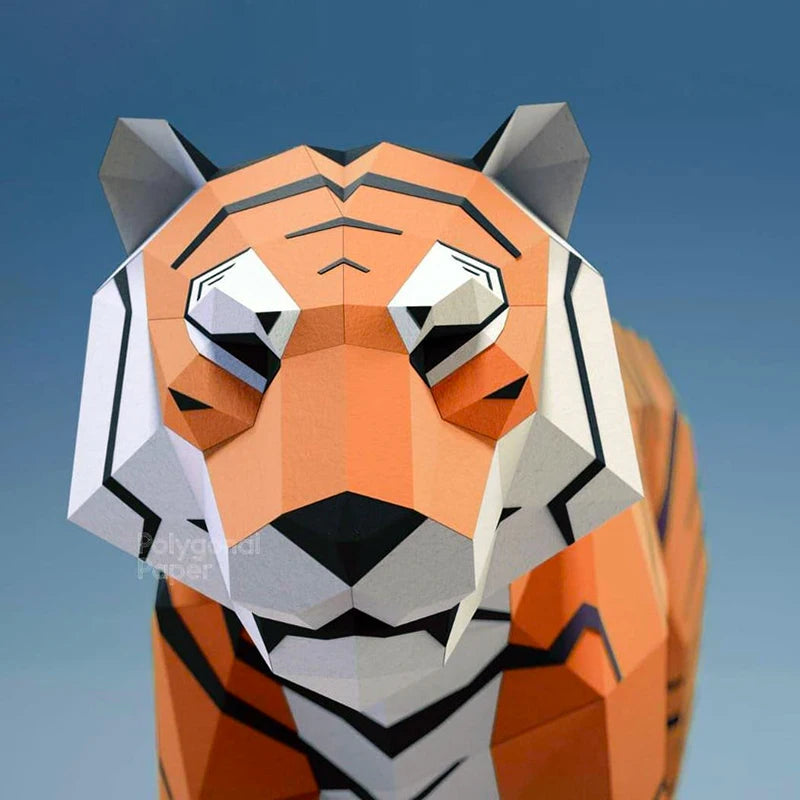 136cm Origami Tiger 3D Paper Sculpture to Assemble DIY