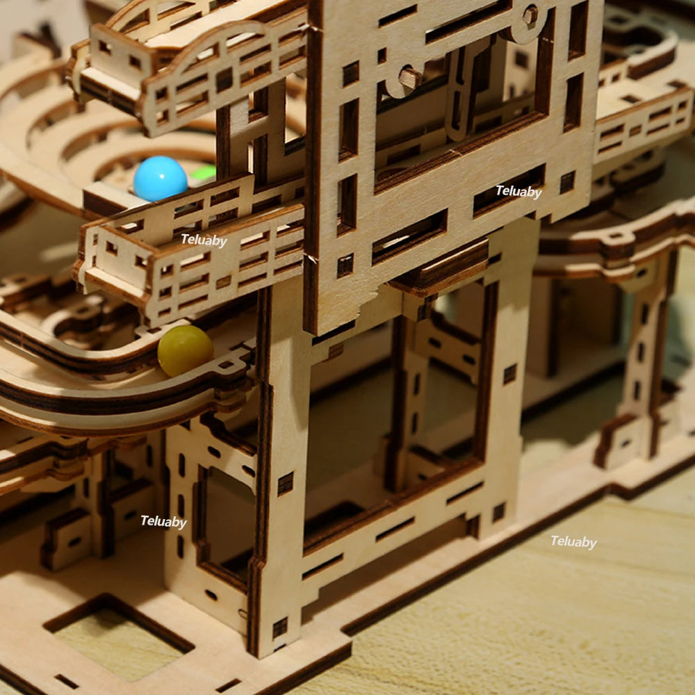 Rompecabezas de madera 3D Carrera de canicas mecánica
