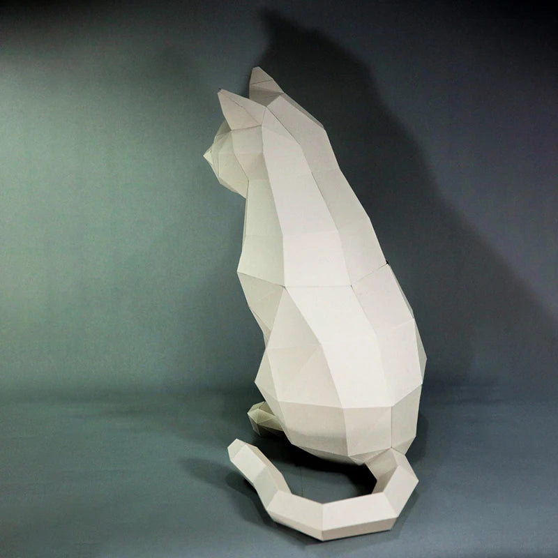 30 cm Origami 3D Paper Cat Sculpture to Assemble DIY