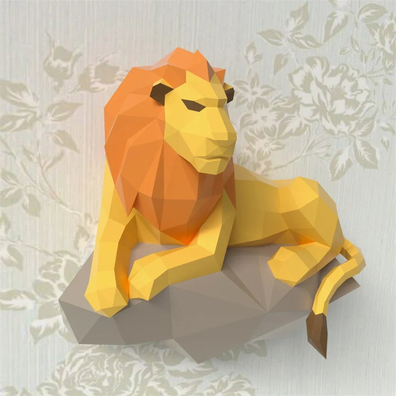 60cm Origami Wall Sculpture 3D Paper Lion to Assemble DIY