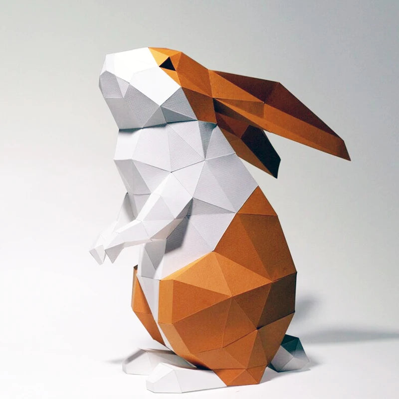 Escultura de papel 3D de conejo de origami de 43 cm para armar.