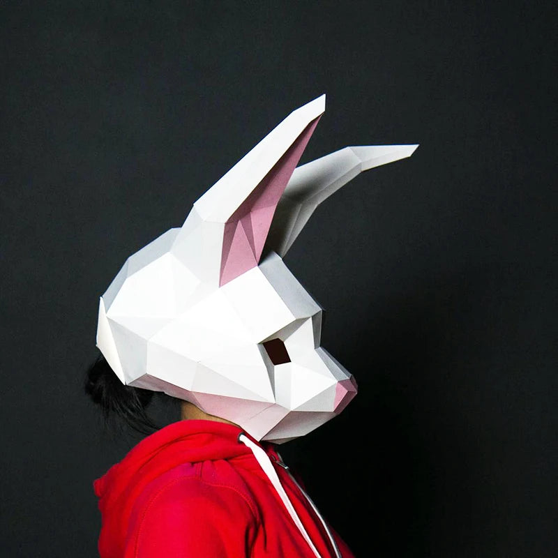 Origami 47 cm 3D Paper Rabbit Costume Mask to Assemble DIY