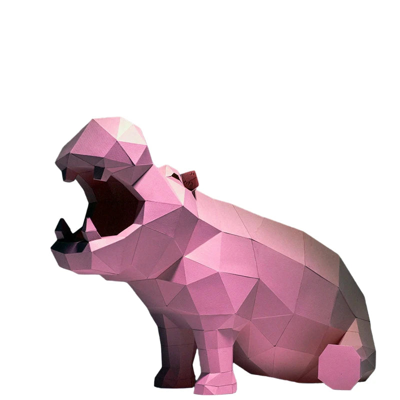 60 cm Origami Hippopotamus 3D Paper Sculpture to Assemble DIY