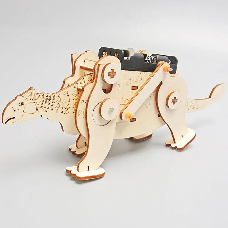 Robot eléctrico autómata de dinosaurio de madera 3D