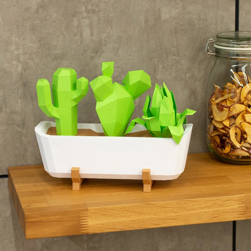 25cm Origami Cactus 3D Paper Sculpture to Assemble DIY