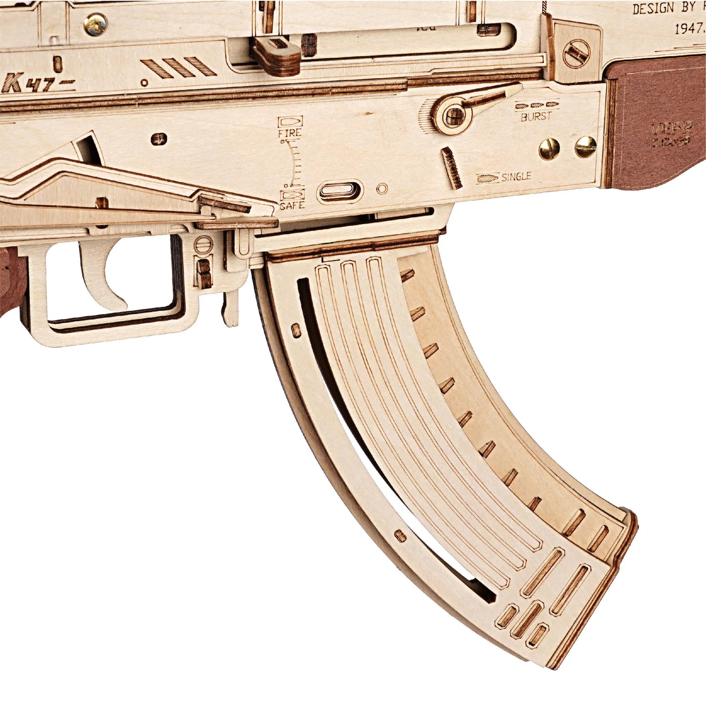 Réplica del rifle automático AK47 en rompecabezas de madera 3D