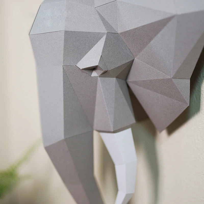 DIY 3D Paper Origami Elephant Wall Sculpture