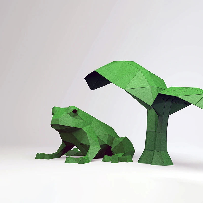 27.5cm Origami 3D Paper Frog Sculpture to Assemble DIY