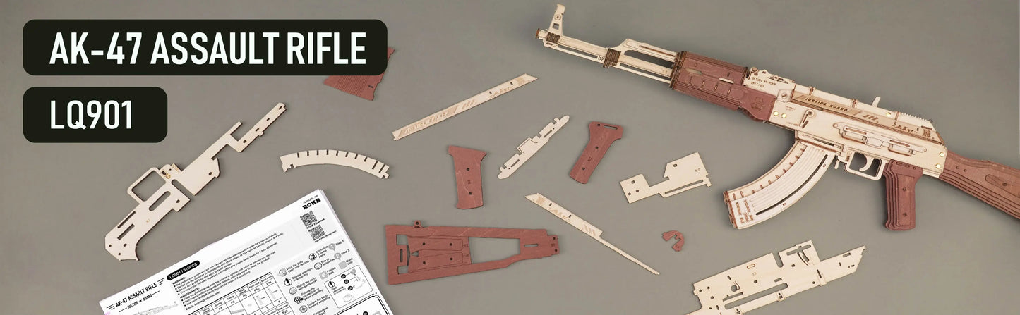 Réplica del rifle automático AK47 en rompecabezas de madera 3D