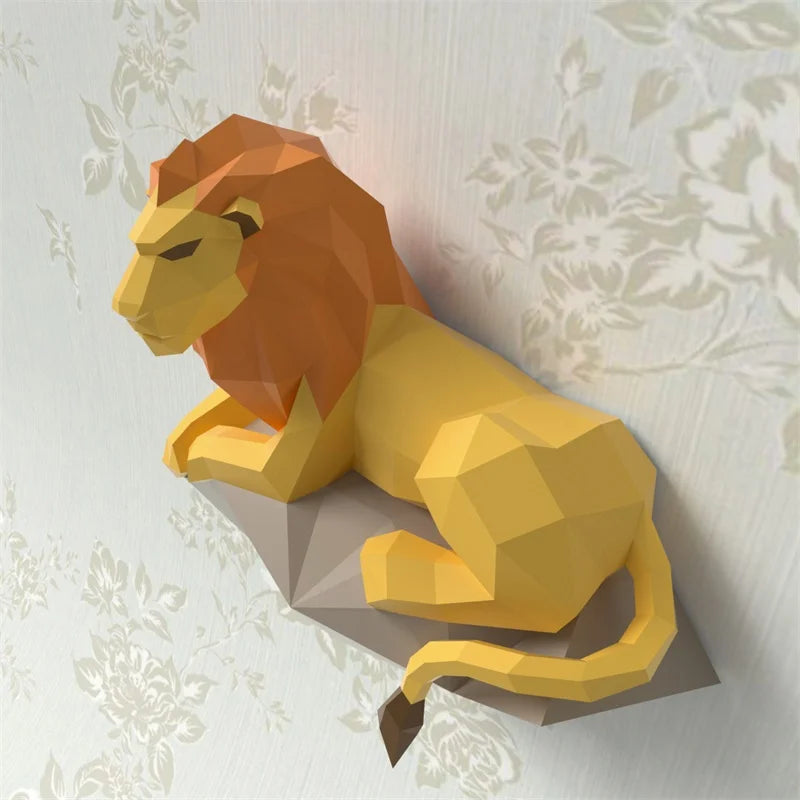 60cm Origami Wall Sculpture 3D Paper Lion to Assemble DIY