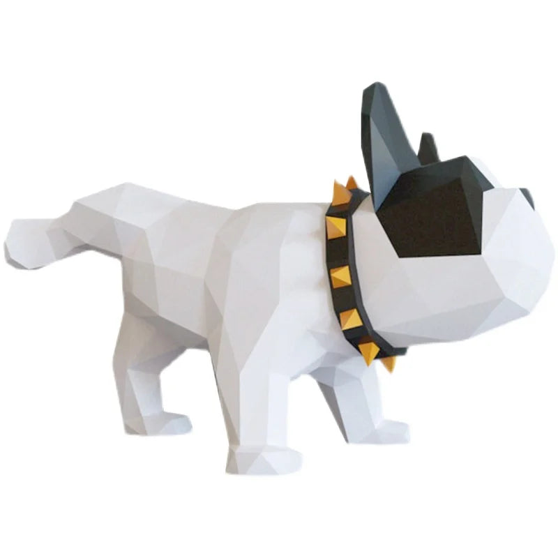 42 cm Origami Sculpture French Bulldog Dog in 3D Paper to Assemble DIY