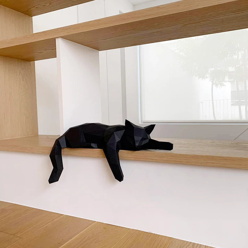 50 cm Origami 3D Paper Cat Sculpture to Assemble DIY