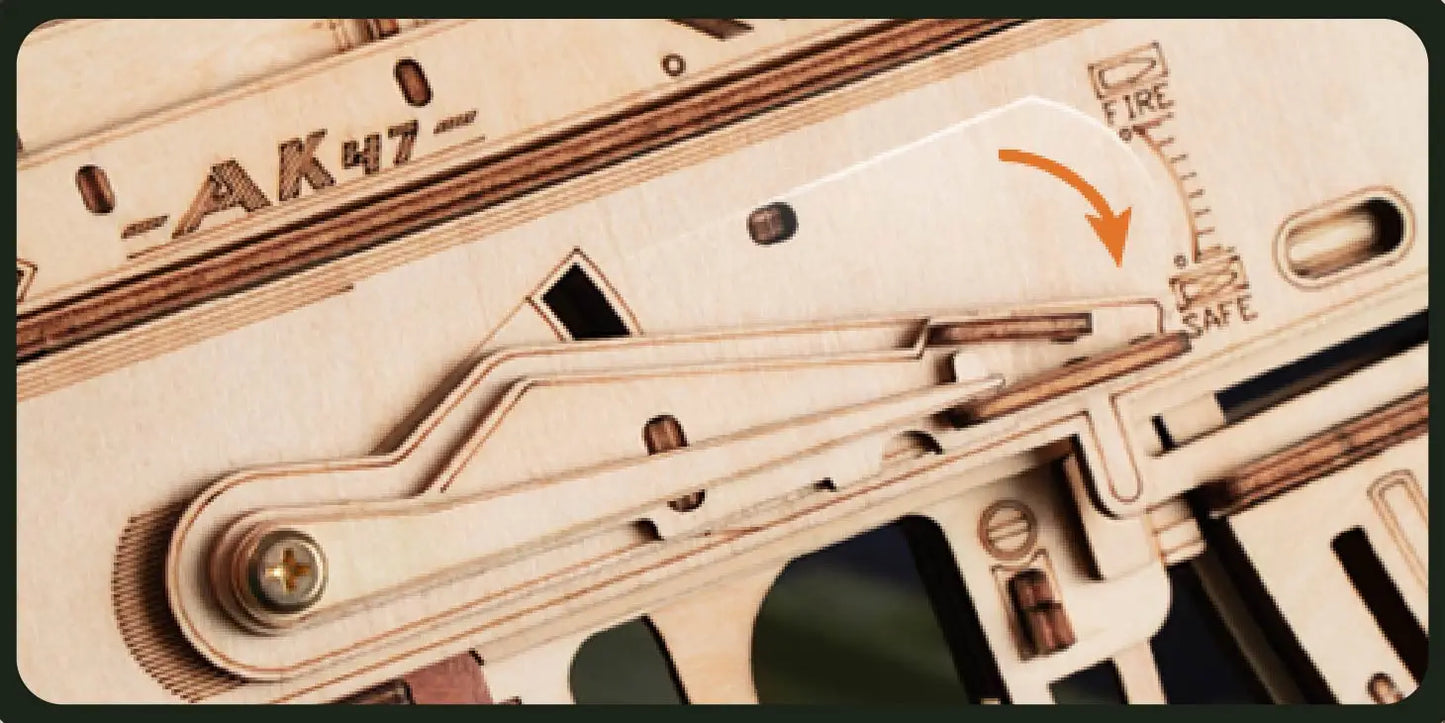 Réplica del rifle automático AK47 en rompecabezas de madera 3D