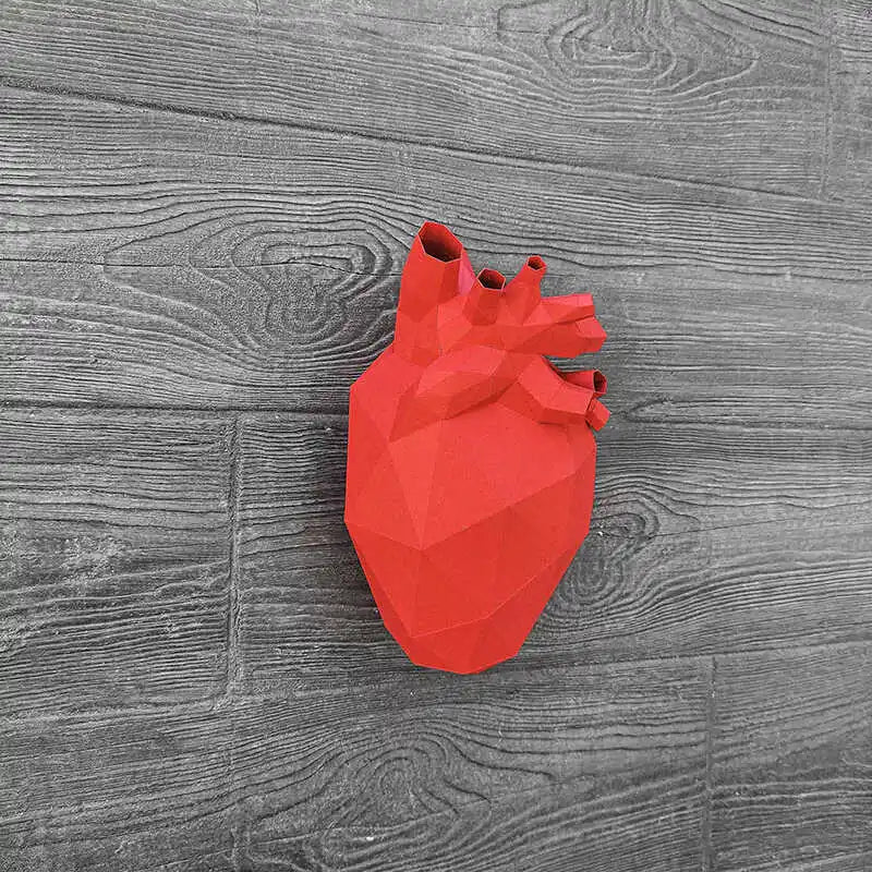 Escultura de pared de origami de 30 cm con forma de corazón de papel 3D para armar.